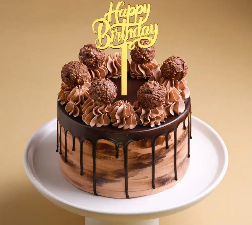 Choco Ferrero Birthday Drip Cake - Fresh Cake
