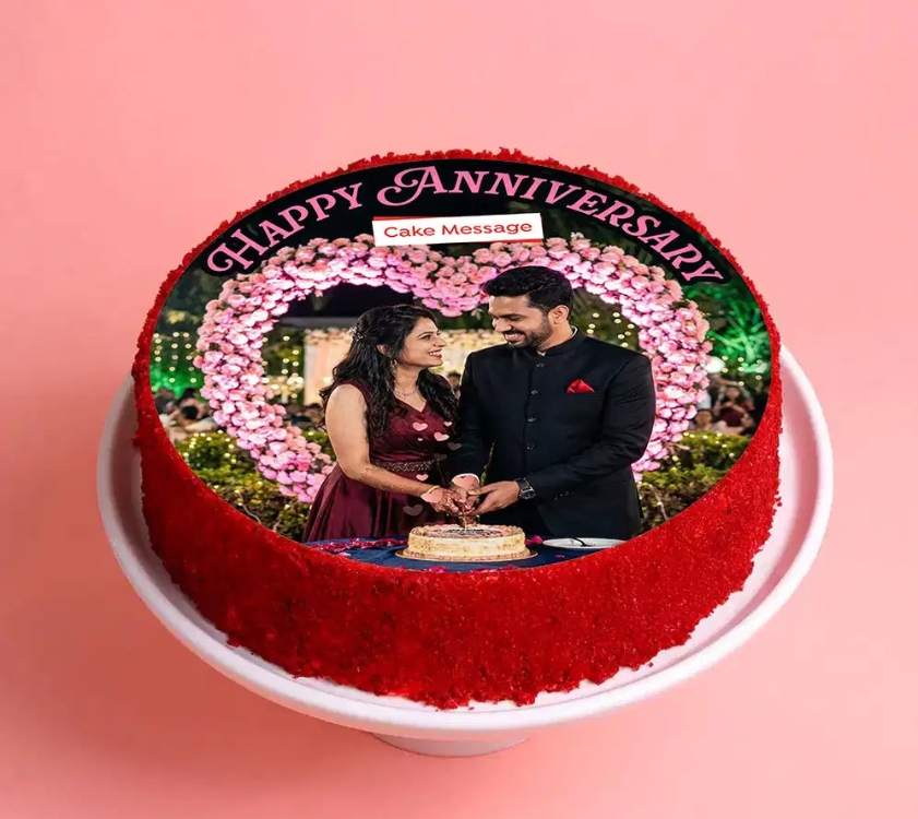 Round Red Velvet Photo Cake
